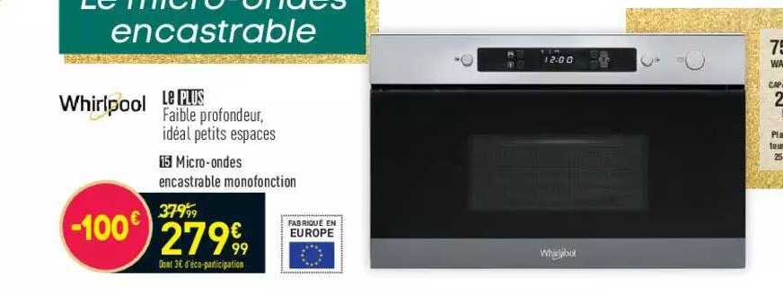 whirlpool micro-ondes encastrable monofonction