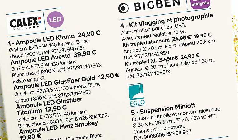 ampoule led kiruna, ampoule led avesta, ampoule led glasfiber gold, ampoule led glasfiber titanium, ampoule led metz smokey, kit vlogging et photographie, suspension miniott