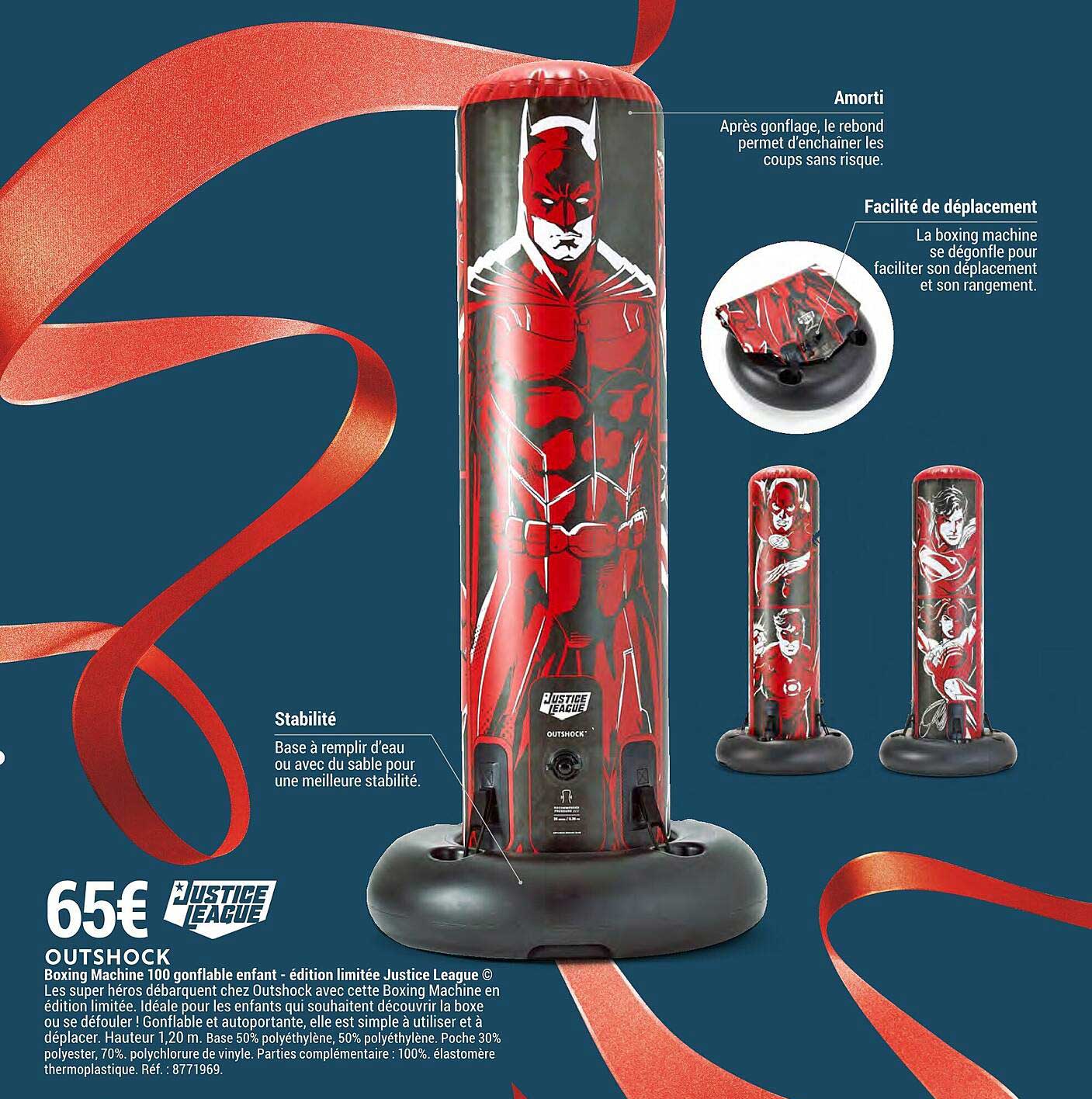 boxing machine 100 gonflable enfant - édition limitée justice league outshock