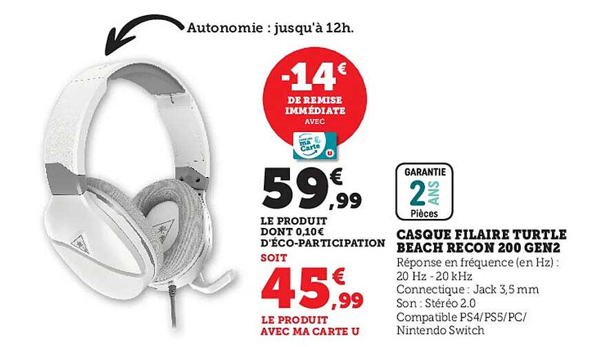 casque filaire turtle beach recon 200 gen2