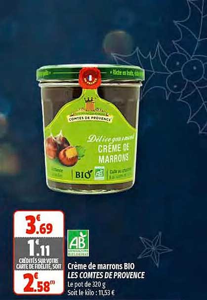 Crème De Marrons Bio Les Comtés De Provence