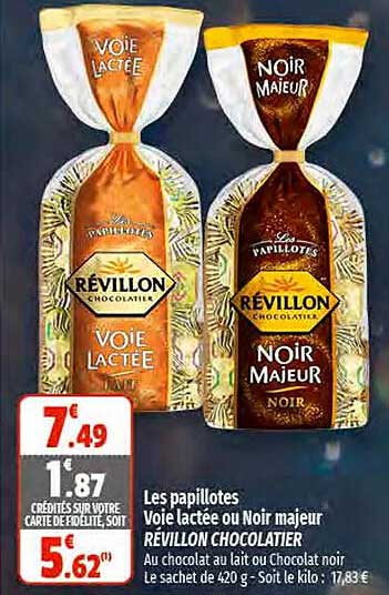 les papillotes voie lactée ou noir majeur révillon chocolatier