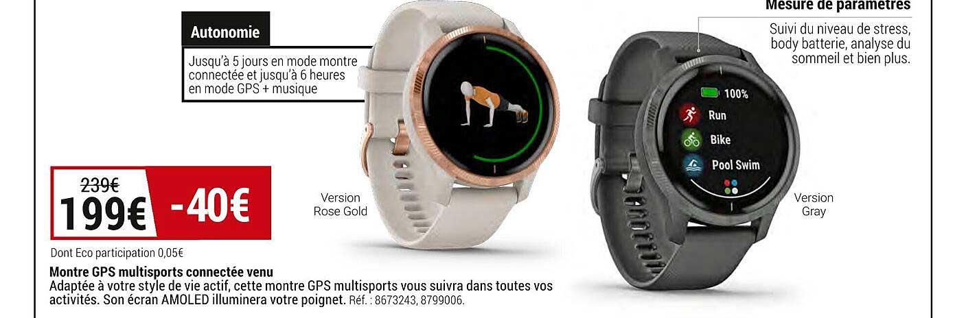 montre gps multisports connectée venu
