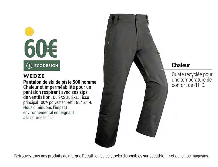 pantalon de ski de piste 500 homme wedze