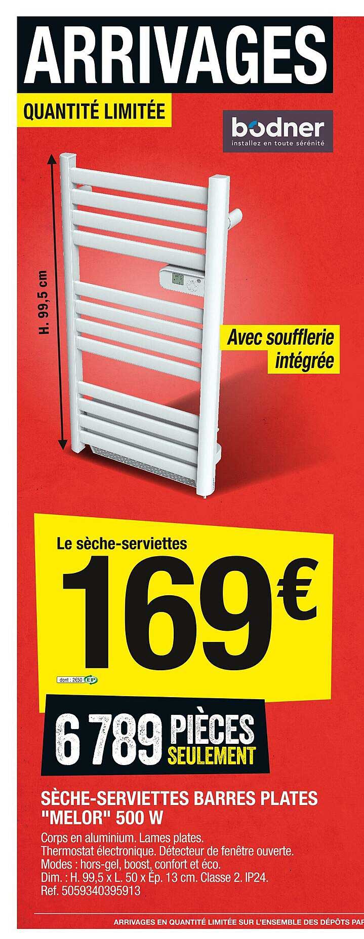 sèche-serviettes barres plates "melor" 500 w bodner