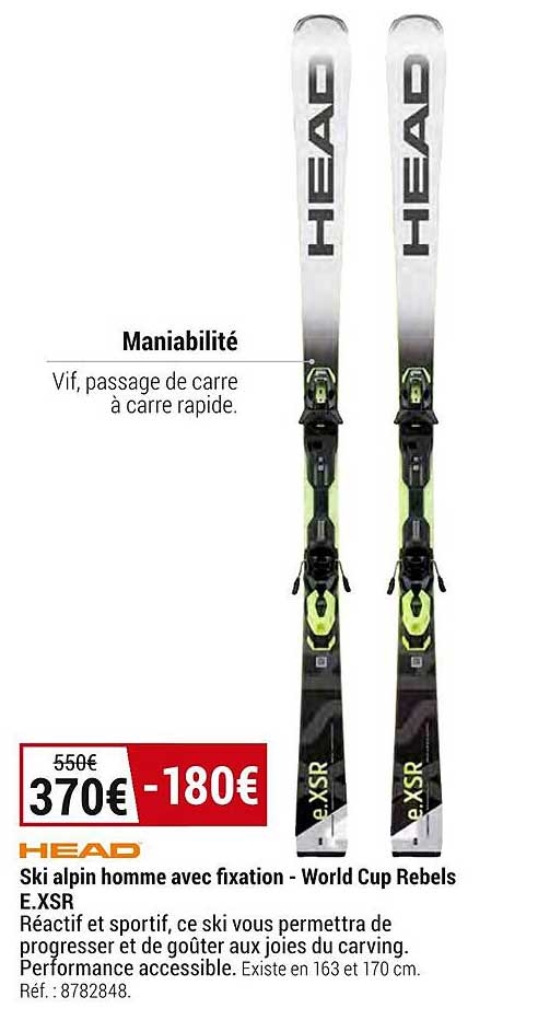 ski alpin homme avec fixation - world cup rebels head