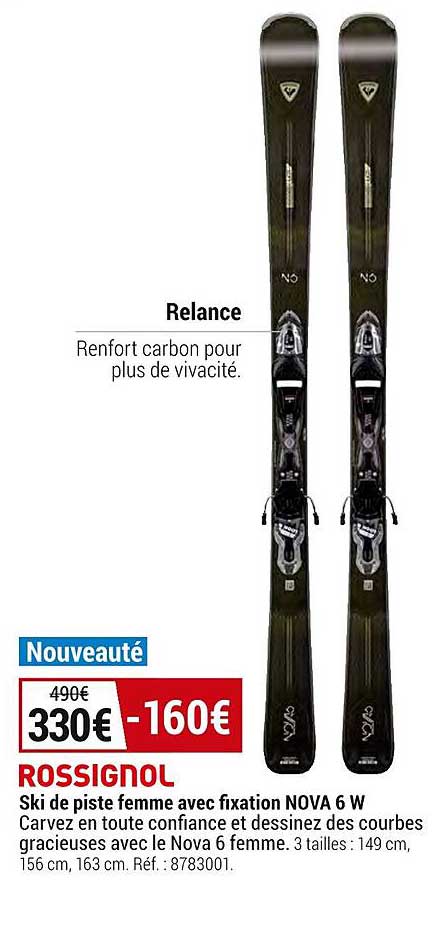 ski de piste femme avec fixation nova 6 w rossignol