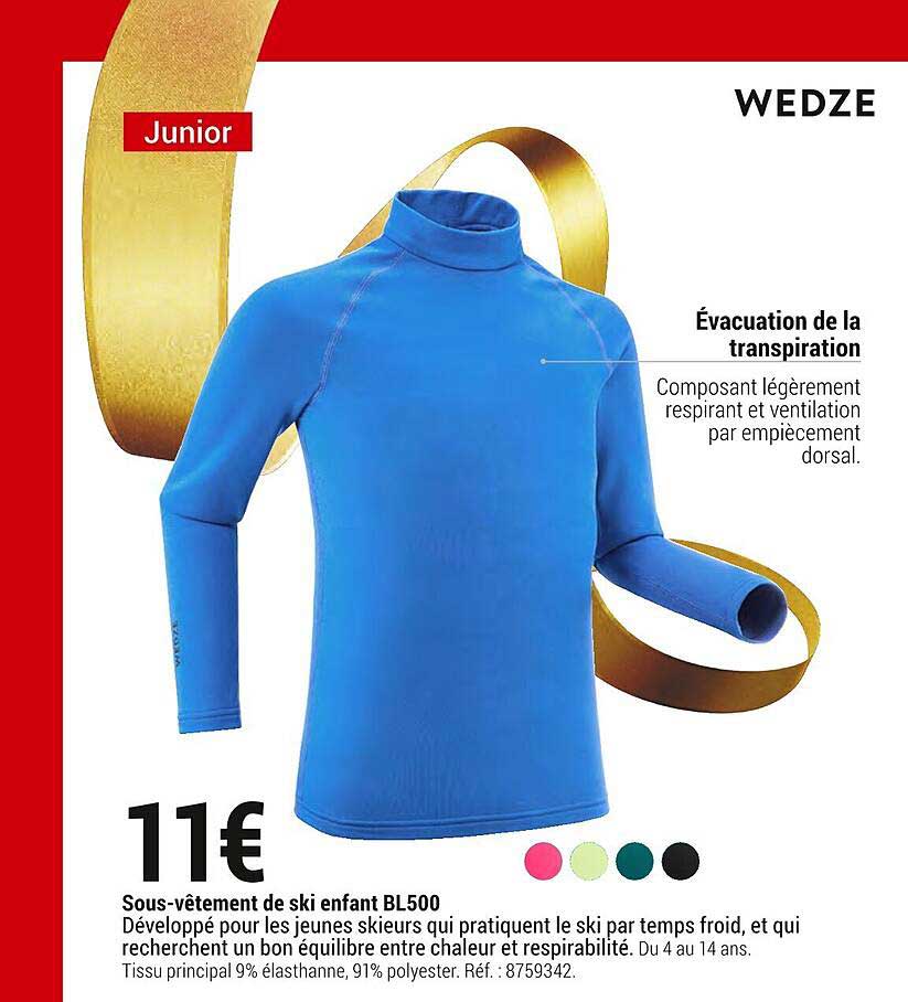 sous-vêtements de ski enfant bl500 wedze