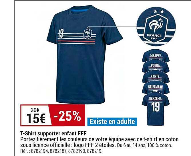 t-shirt supporter enfant fff