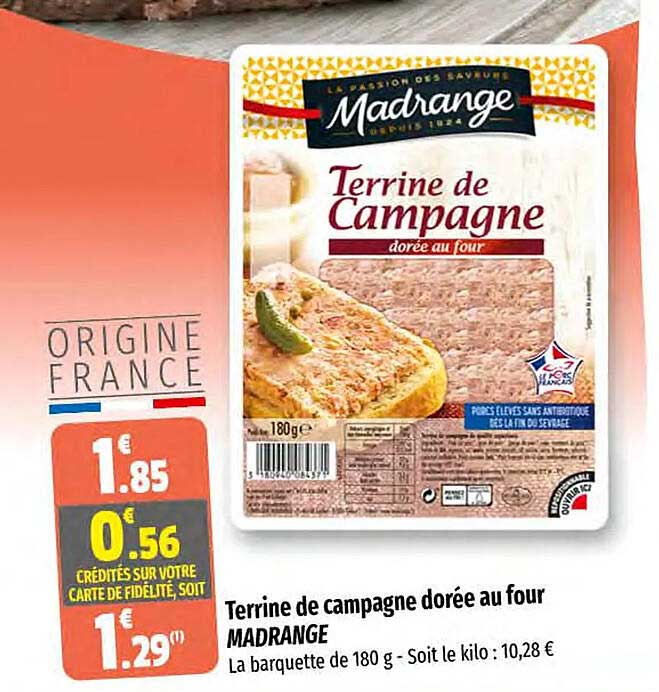 terrine de campagne dorée au four madrange
