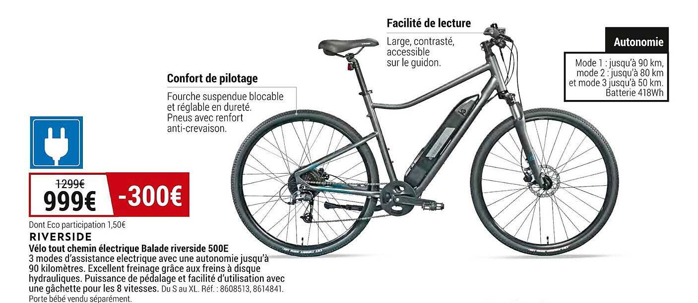 vélo tout chemin électrique balade riverside 500e