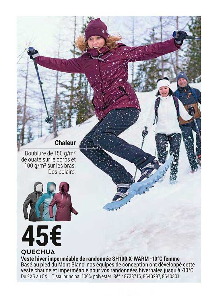 veste hiver imperméable de randonnée sh100 x-warm -10°c femme quechua