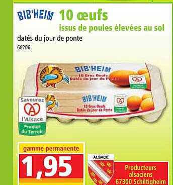 10 œufs  issus de poules élevées au sol bib'heim