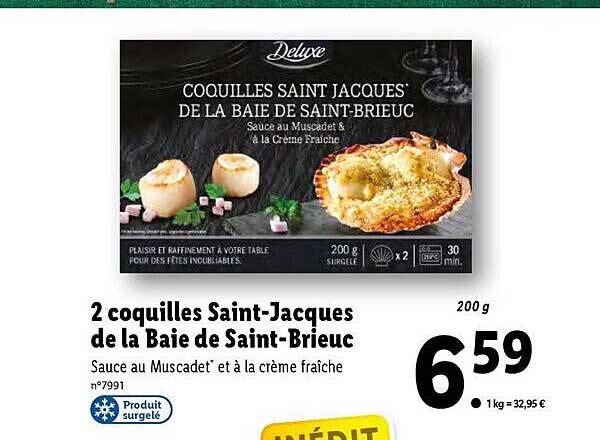 2 coquilles Saint-Jacques de la baie de Saint-Brieuc deluxe