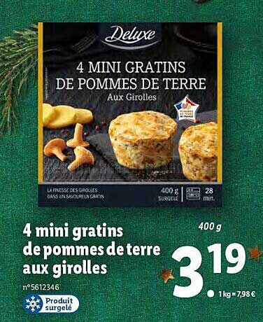 4 mini gratins de pommes de terre aux girolles deluxe