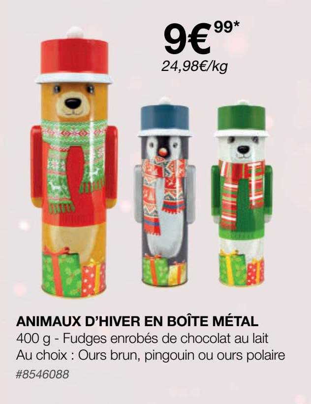 animaux d'hiver en boîte métal