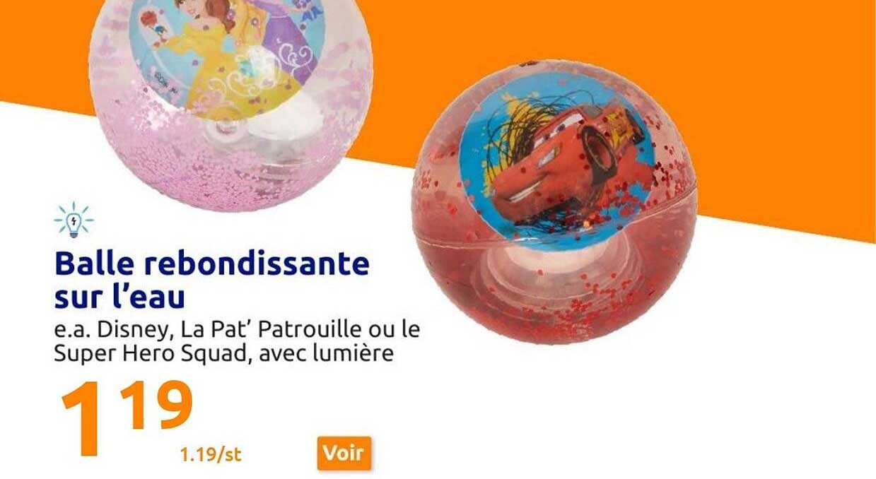balle rebondissante sur l'eau