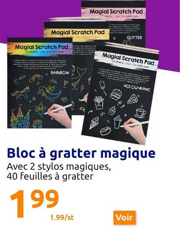 bloc à gratter magique