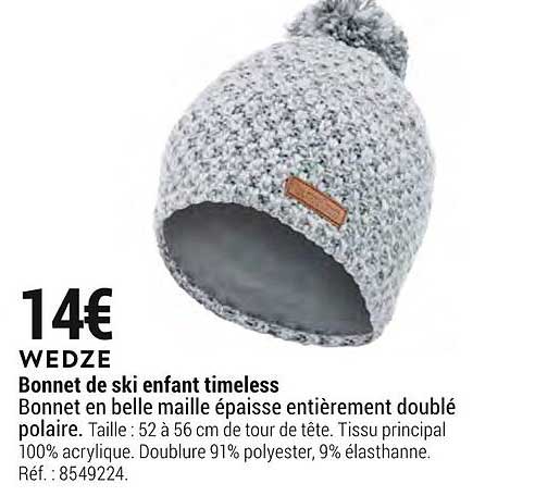 bonnet de ski enfant timeless wedze