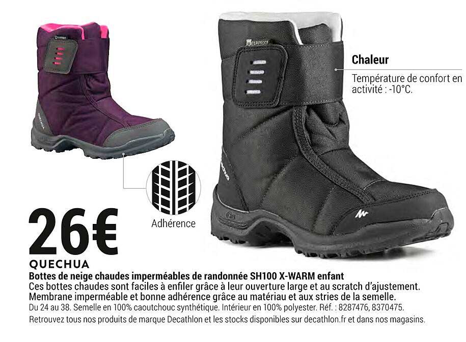 bottes de neige chaudes imperméables de randonnée sh100 x-warm enfant quechua
