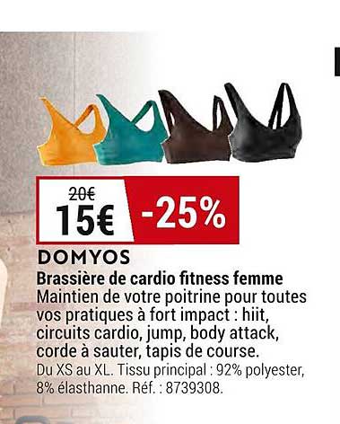 brassière de cardio fitness femme domyos
