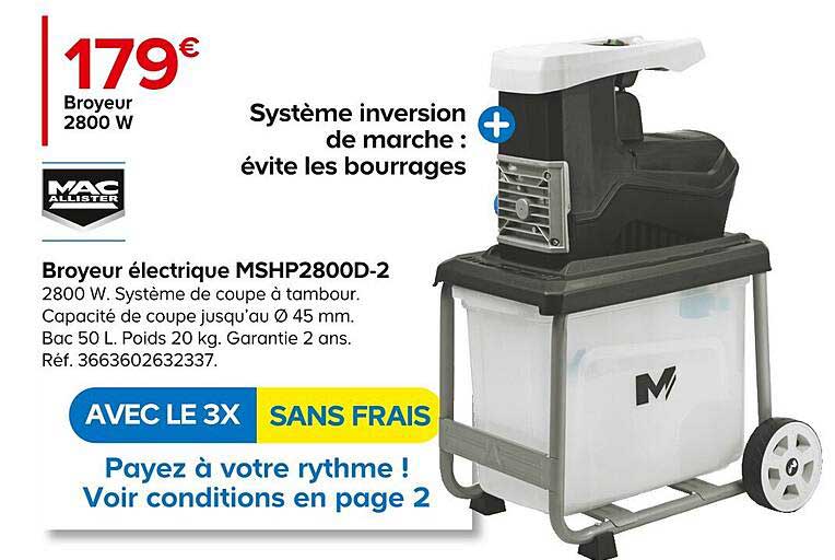 Broyeur électrique 2800 W Mac Allister