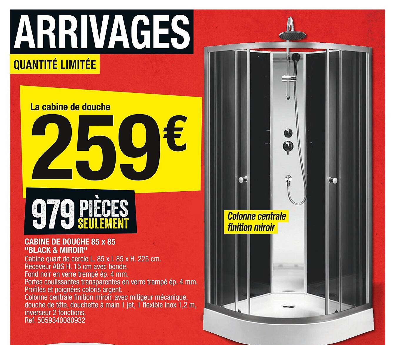 Cabine De Douche 85 X 85 "black & Miroir"