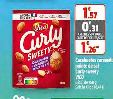 cacahuètes caramélisé pointe de sel curly sweety vico