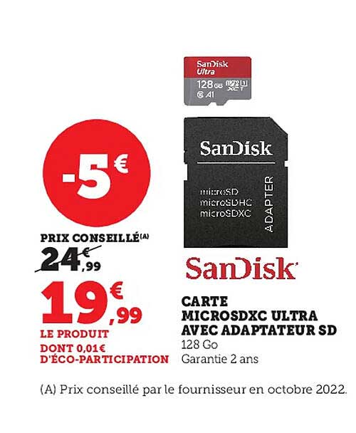 carte micro sdxc ultra avec adaptateur sd sandisk