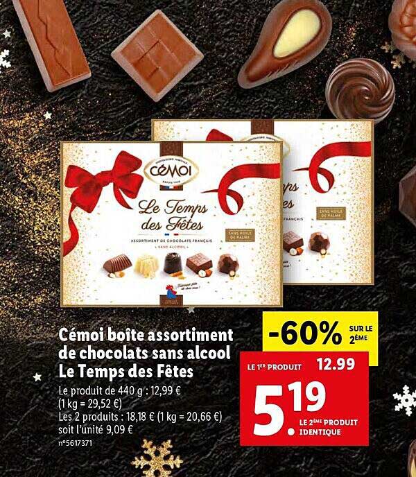 Cémoi Boîte Assortiment De Chocolats Sans Alcool Le Temps Des Fêtes