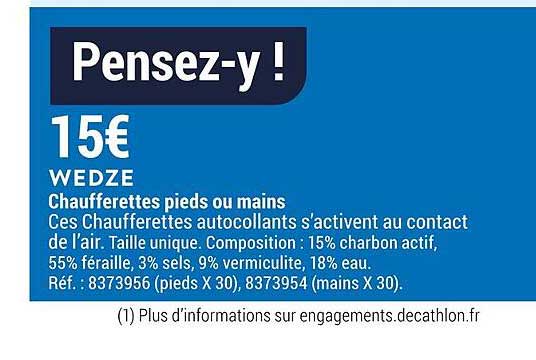 chaufferettes pieds ou mains wedze