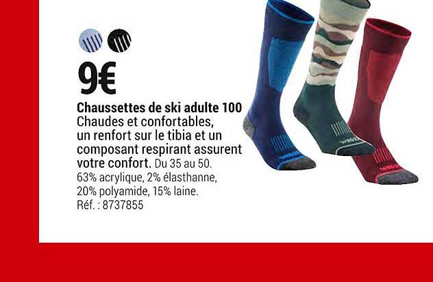 chaussettes de ski adulte 100