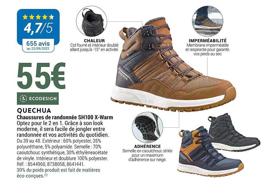 chaussures de randonnée sh100 x-warl quechua