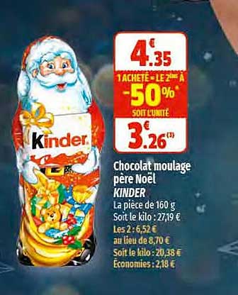 chocolat moulage père noël kinder