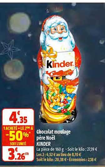 chocolat moulage père noël kinder