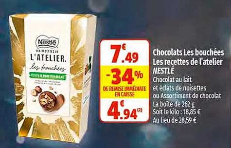 chocolats les bouchées les recettes de l'atelier nestlé