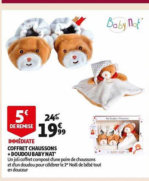 coffret chaussons + doudou baby nat'