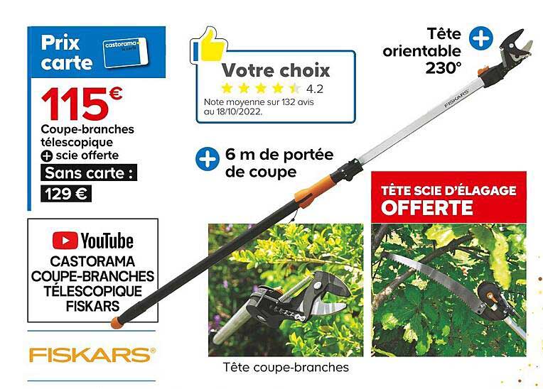 coupe-branches télescopique + scie offerte fiskars