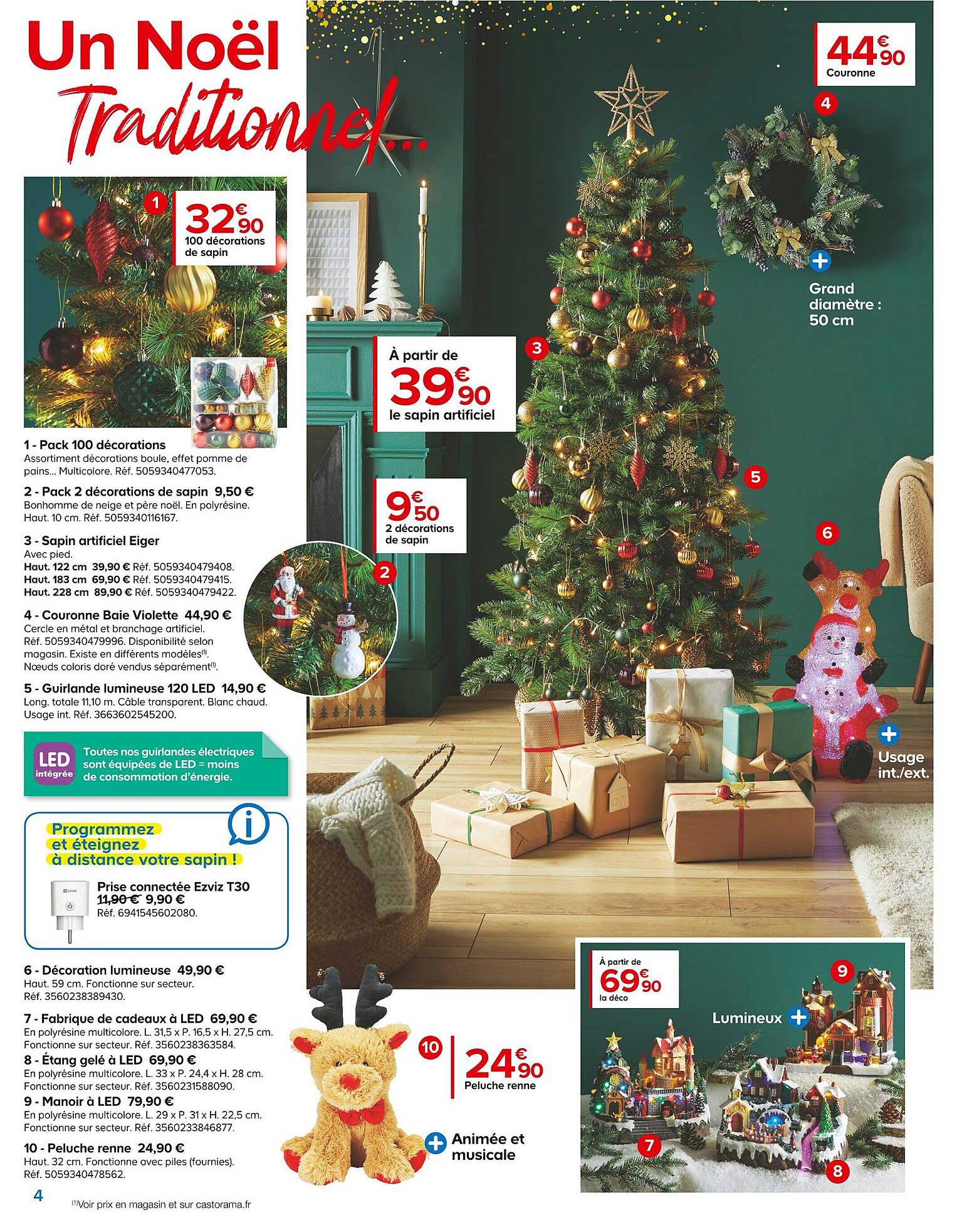 couronne, 100 décorations de sapin, sapin artificiel, 2 décorations de sapin, peluche renne, déco