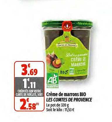 crème de marrons bio les comtes de provence