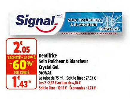 Dentifrice Soin Fraîcheur & Blancheur Crystal Gel Signal