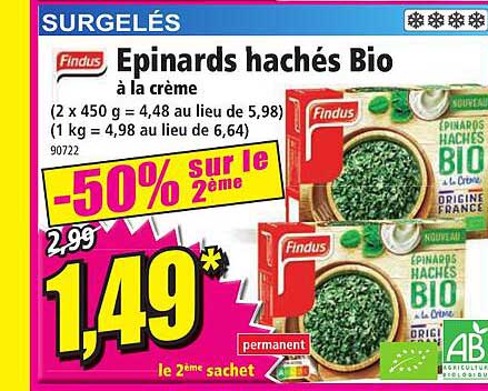 épinards Hachés Bio à La Crème Findus