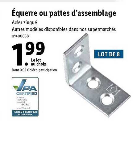équerre ou pattes d'assemblage