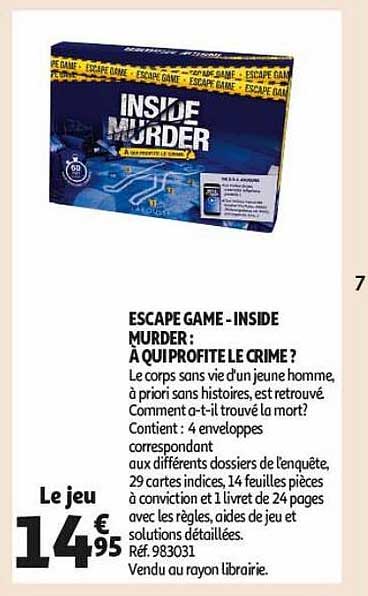 escape game - inside murder : à qui profite le crime ?