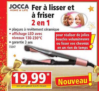 fer à lisser et à friser 2 en 1 jocca home & life