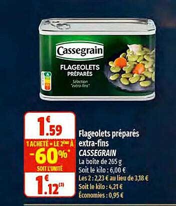 flageolets préparés extra-fins cassegrain