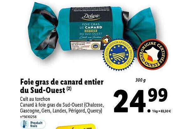 Foie Gras De Canard Entier Du Sud-ouest Deluxe