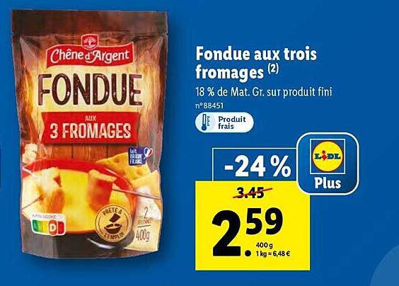 fondue aux fois fromages chêne d'argents