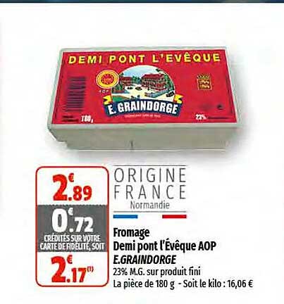 fromage demi pont l'évêque aop e.graindorge