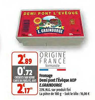 fromage demi pont l'évêque aop e.graindorge